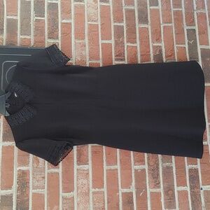 Karl Lagerfeld Lace Trimmed Little Black Dress Size 6 (1382)
